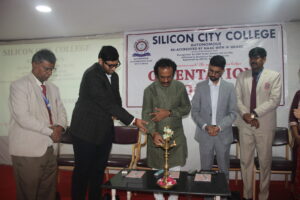 Orientation program welcoming new students to one of the best colleges in Bangalore.